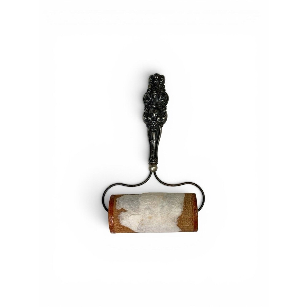 Antique Sterling Silver Ink Blotter Roller Ornate Floral Repousse Desk Accessory
